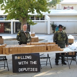 Deputies at AVHS serving breakfast.